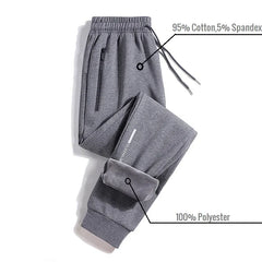 Men Sweatpants Fleece Warm Sports Joggers Pants Male Winter Sportswear Reflective Training Gray Trouser Big Plus