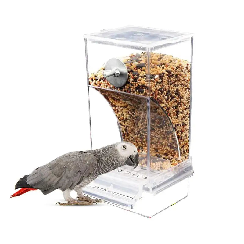 No Mess Bird Feeders Automatic Parrot Feeder Drinker Acrylic Seed Food Container Cage Accessories