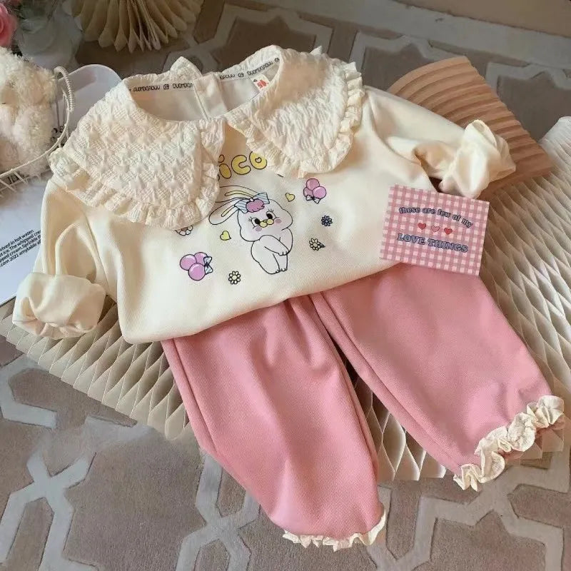 Kids Girls Clothes Sets Autumn Spring Cartoon Rabbits Girl Pullover