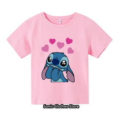 Stitch Tshirt Kids Clothes Boys Girls Clothing Baby Anime Fashion Summer Children's Cartoon Casual T-shirts Sonic Short Sleeve