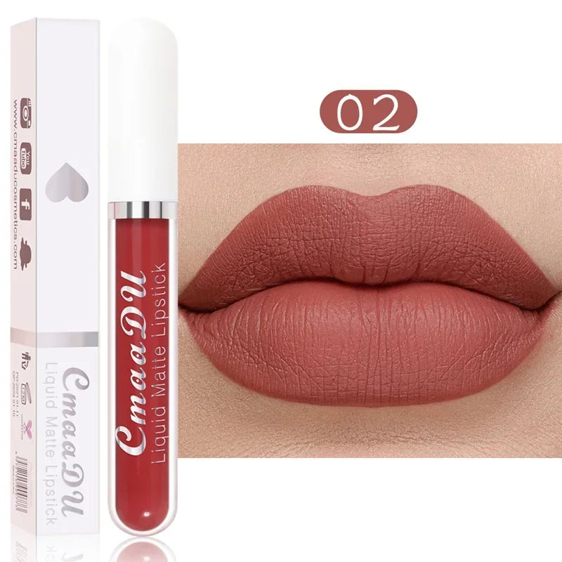 Waterproof Matte Nude Lip Gloss Brown Nude Pigment Dark Red Long Lasting Velvet Liquid Lipstick