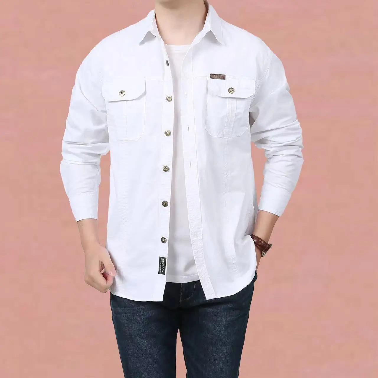 Men's casual loose long-sleeved shirt