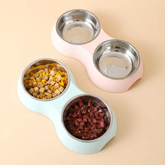 Double Pet Food Bowl Stainless Steel Drinkware Pet Drinking Food Dog Food Puppy Feeding Supplies