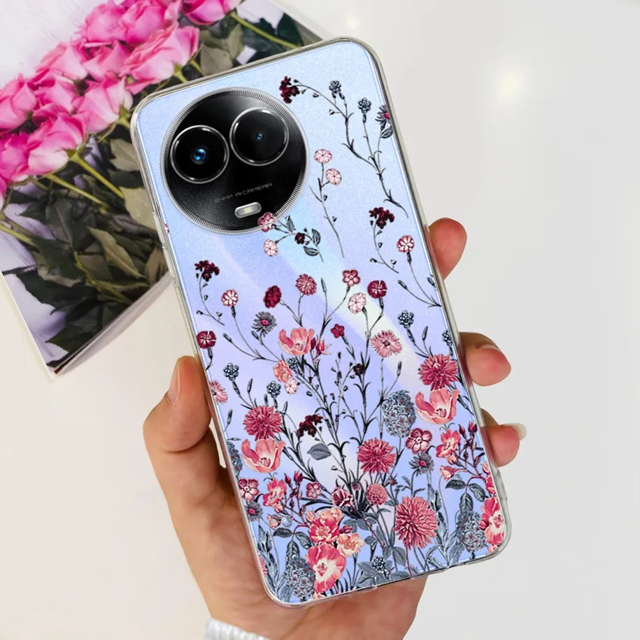 For Realme 11X Case RMX3785 Luxury Marble Butterfly Cover