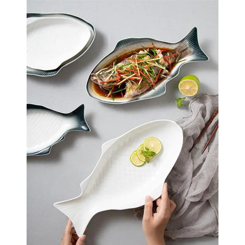 Ceramic Fish Plate Tableware Creative  Shaped Dish Snack Storage Fish Pan