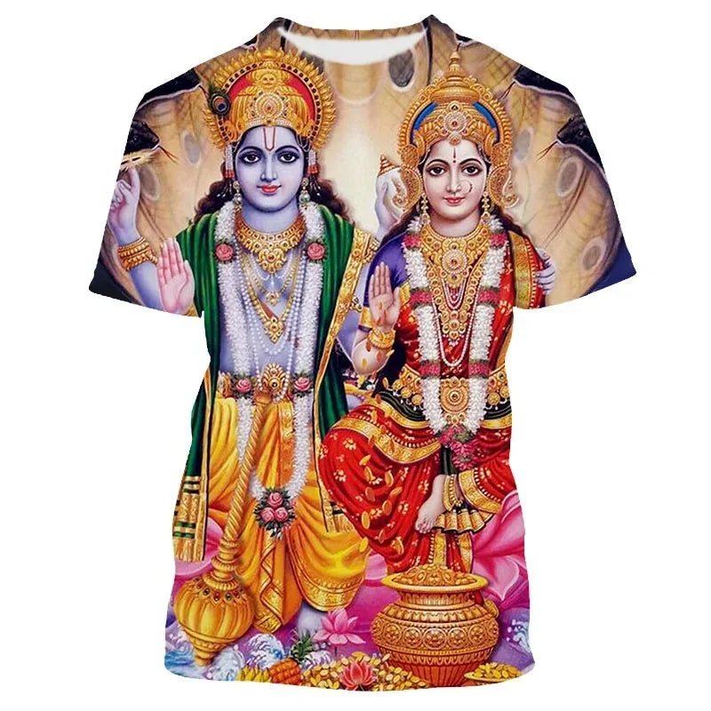 Summer Fashion New Indian Shiva Graphic 3D T-Shirt Men'S Trend Casual Personality Print Oversized O-Neck Short Sleeve Tee Shirts