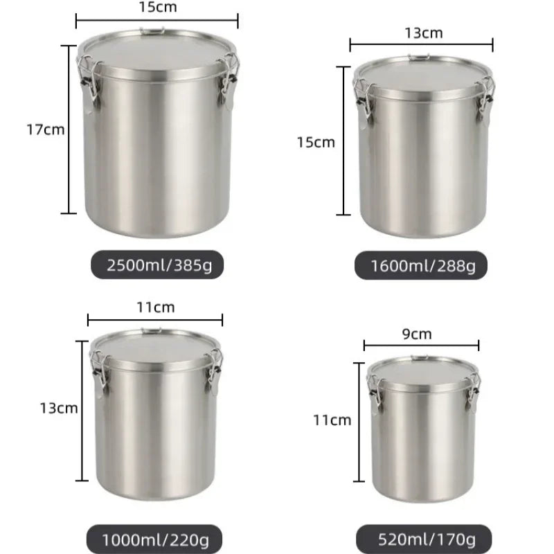 Stainless Steel Tanks Sealed Pasta Fruit Cereal Multigrain Tea Coffee Kitchen Food Storage Containers