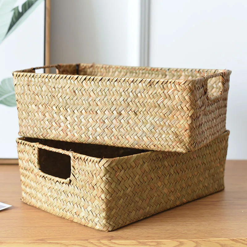 Natural Large Woven Seagrass Basket of Straw Wicker for Home