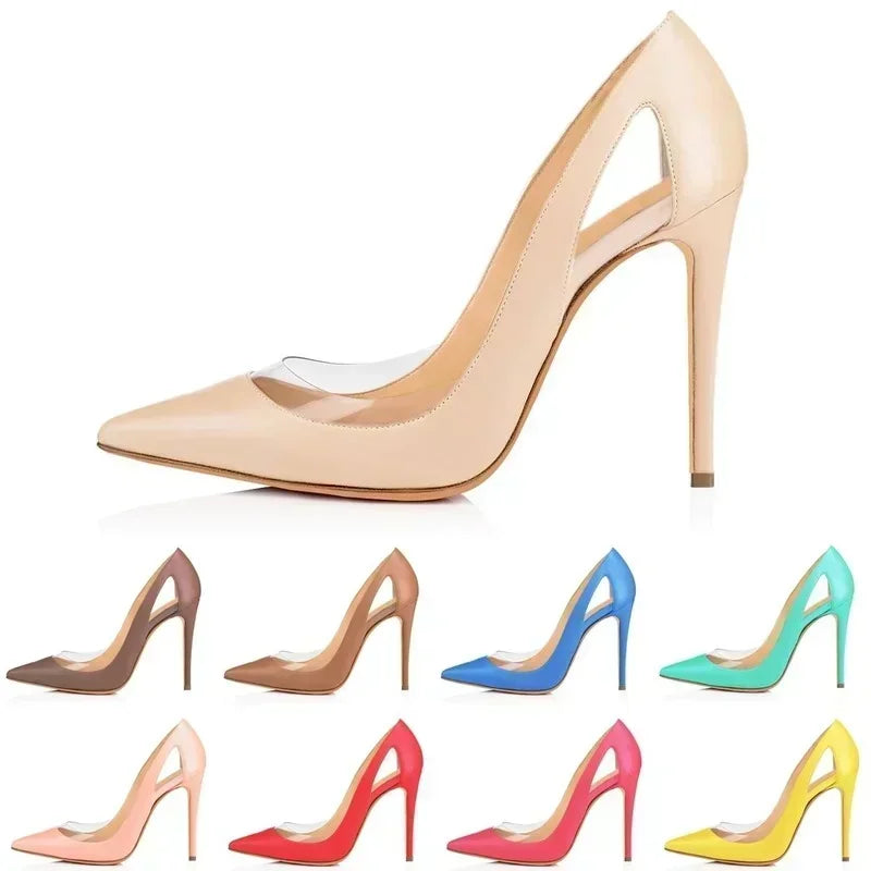 Women  Pumps Club Dance Stilettos  Fashion PVC Transparent Pointed Toe