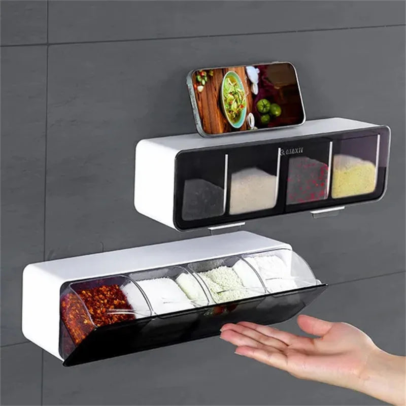 Storage Box Sugar Salt Spices Container Organizer Kitchen Supplies