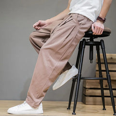 Spring Cotton Linen Pants Men Elastic Waist Casual Harem Pant