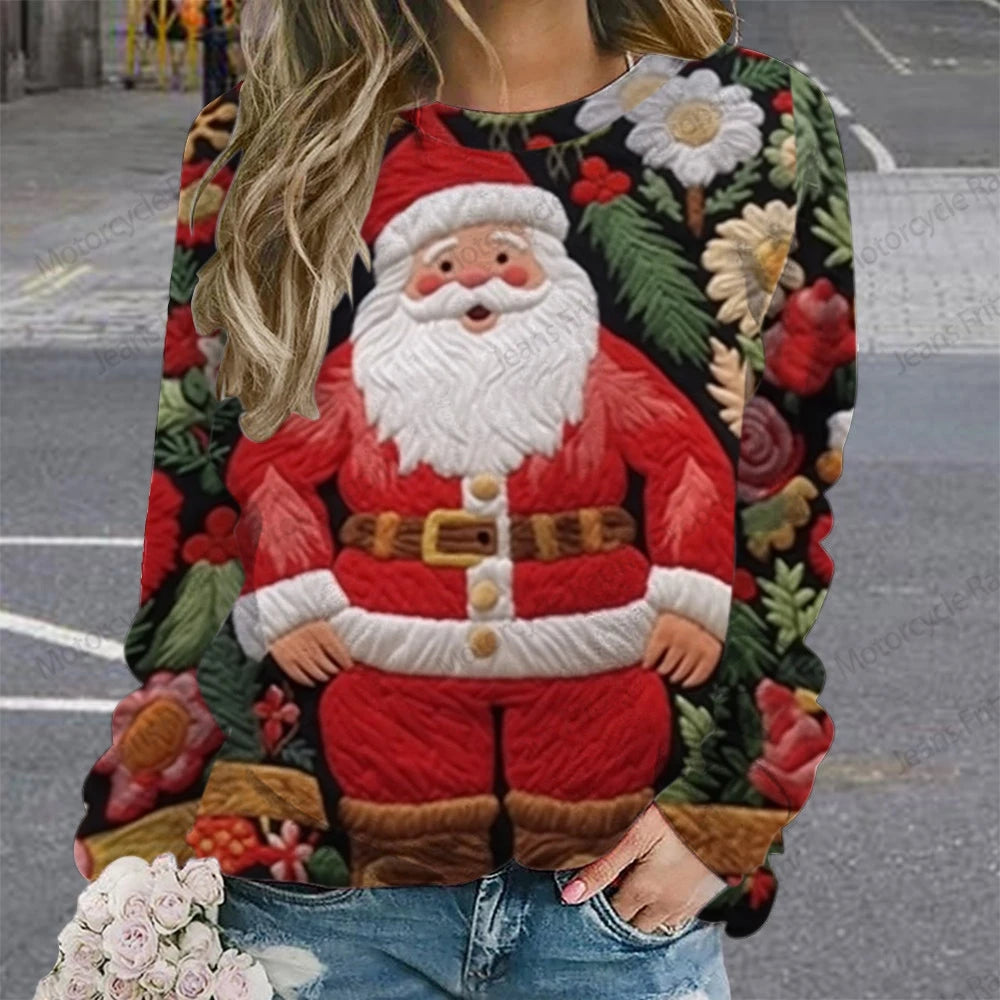 Year Christmas 3d Print Hoodie Women Fashion O-neck Graphic Hoodies Women Sweats Santa Claus Sweatshirt Lady Clothes