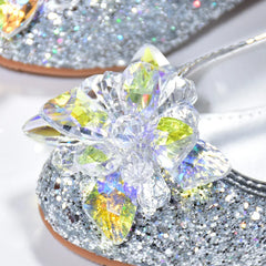 Children Wedding Leather Shoes Silver Princess Sandals