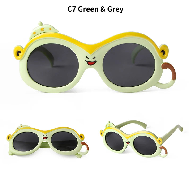 Cute Monkey Polarized Sunglasses Kids UV400 Shades Colorful TR90 Frame Child Gilrs Boys Sun Glasses For 3-10 Years Old