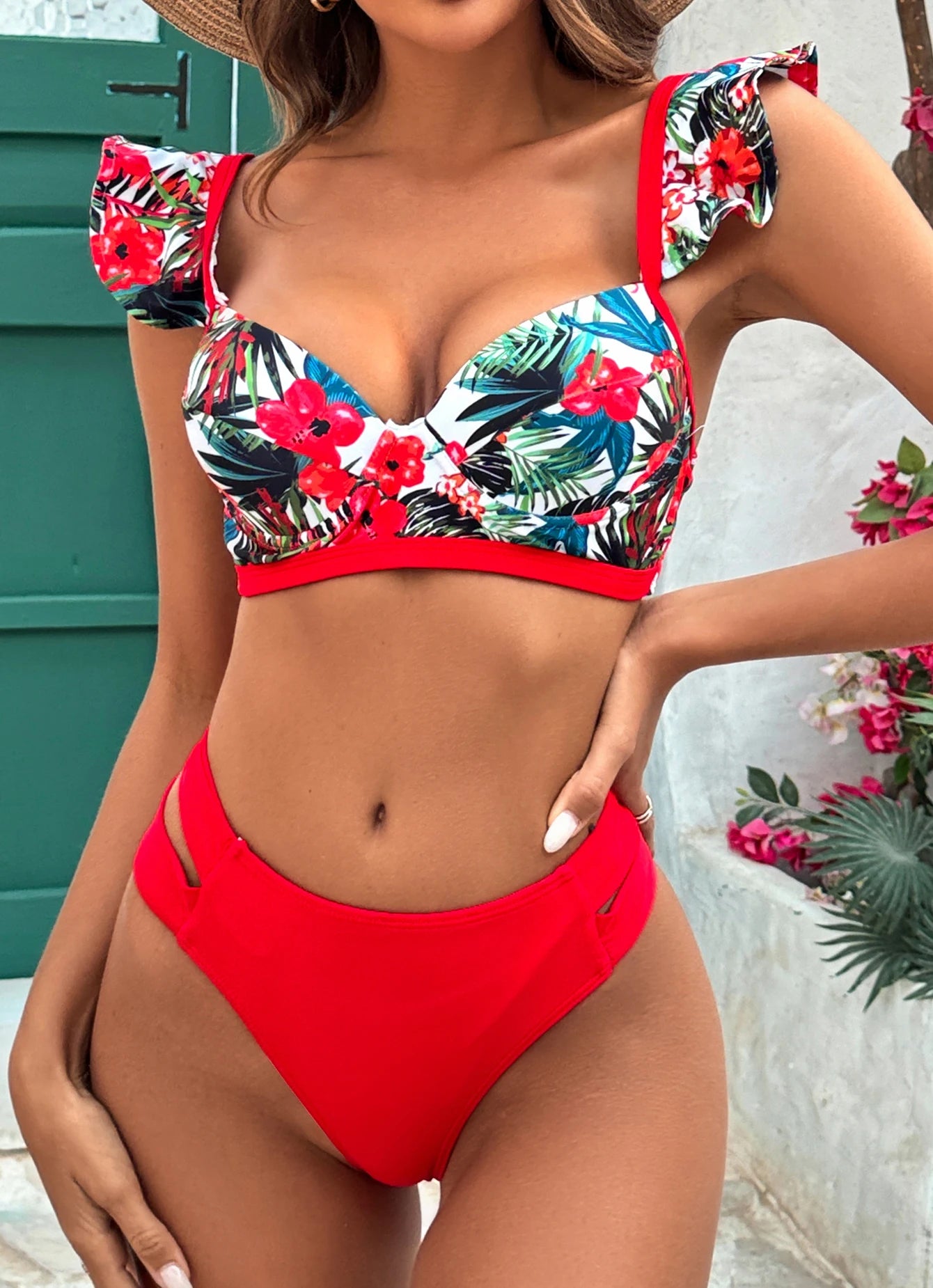 New Push Up Bikinis Sets Sexy Women's Swimsuit  Vintage Chest Pad Swimwear Printed Feminine Bikini Patchwork Bathing Suit