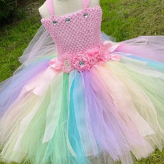 Girls Pastel Butterfly Fairy Dress Kids Flower Tutu Dresses