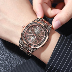 Quartz Watch Men Brand Luxury Retro Golden Stainless Steel Watch Men Gold Mens Watch