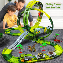 Magic Climbing Track train,Create A Dinosaur World Road Race Tracks, Flexible Track Playset