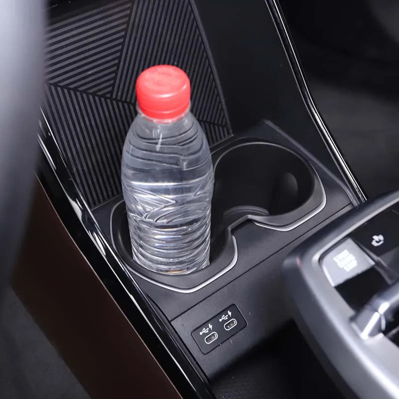 For BMW X1 U11 2023-2024 TPE Black Car Center Console Water Cup Holder Storage Box Car Interior Accessories