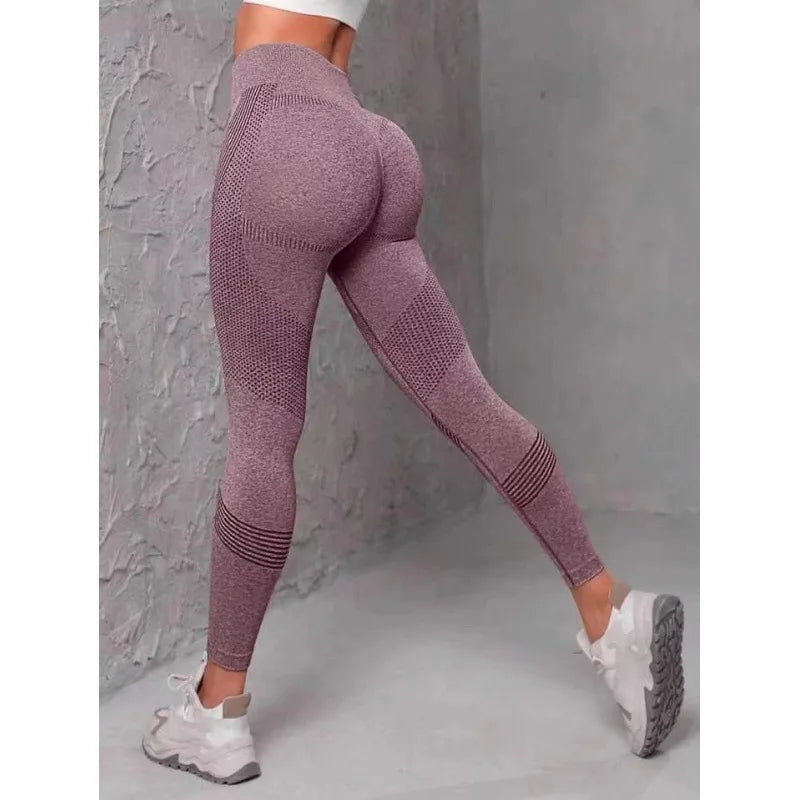 Breathable High-Waisted Yoga Solid Color Tummy Control Sportswear Comfortable Fitness Gym Tights Activewear