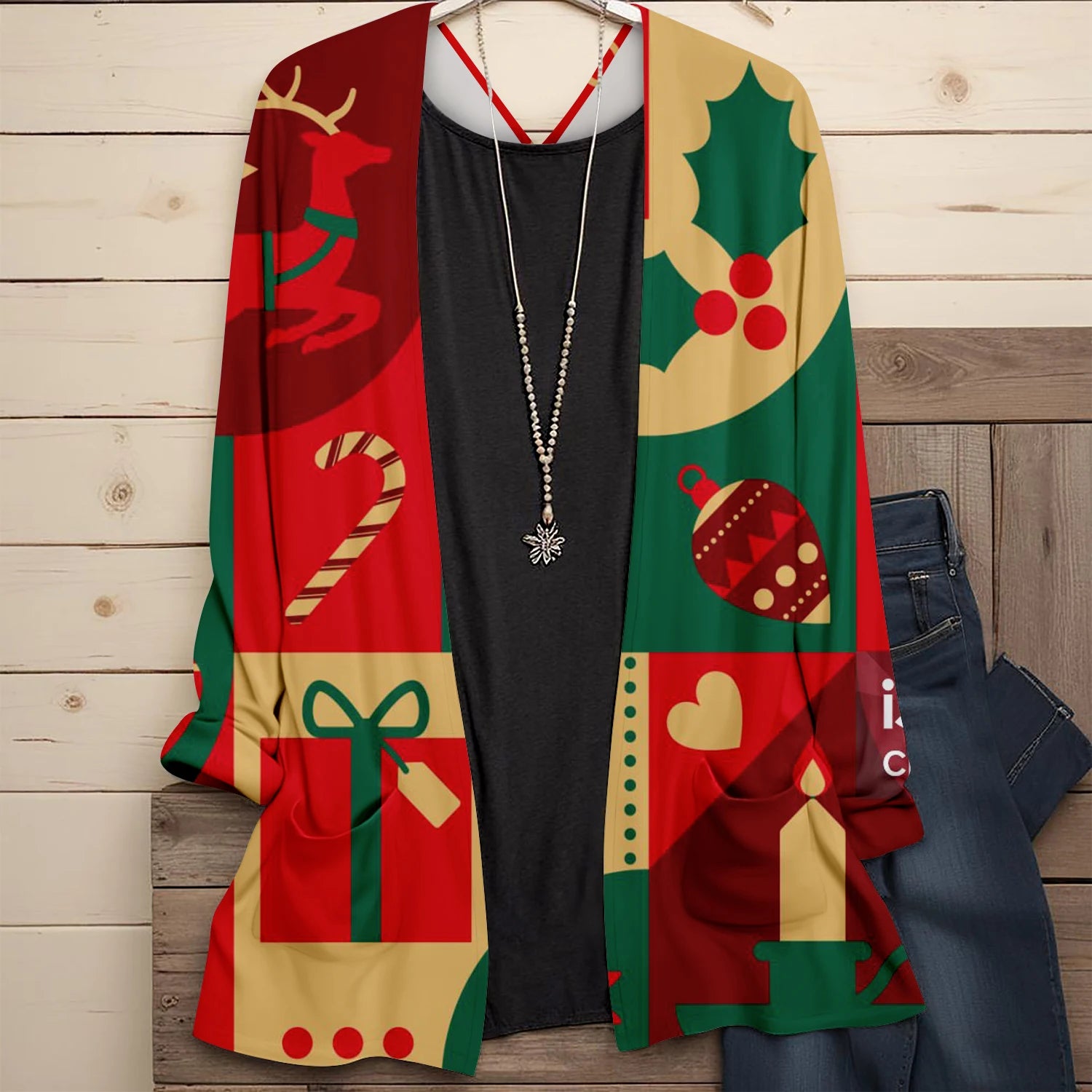 Cute Cartoon Santa Casual Print Cardigan for Women Spring Fashion Long Sleeve Christmas Loose Street Outwear Plus Size Jackets