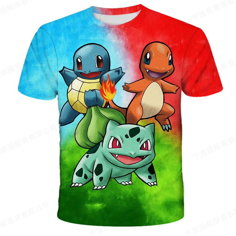 Children T-shirts Kids Tops Pokemon T Shirt Boys Short Sleeve Pikachu Tshirt Girls Clothes Tees Summer Casual Wear Girl T-shirt