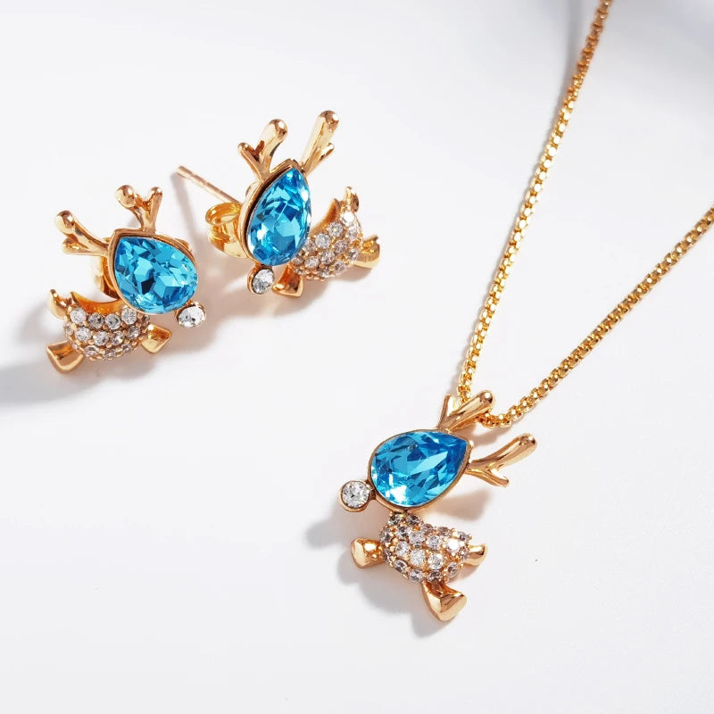 Trendy Deer Design Jewelry Sets for Women Necklace and Earing