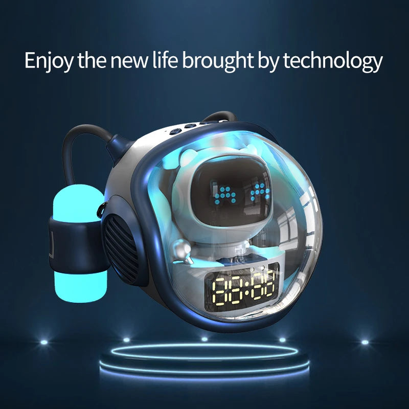 Astronaut Spaceship Wireless Bluetooth Speaker AI Interactive With RGB Light Alarm Clock Night Light