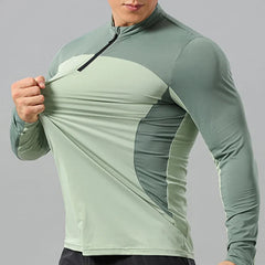 Long Sleeve Stand Collar Zip-up Quick-drying Breathable Sweat-absorbent Elasticity T-shirt