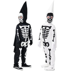 Unisex Scary Kids White Ghost Skeleton Cosplay Children Halloween Death Azrael Costumes