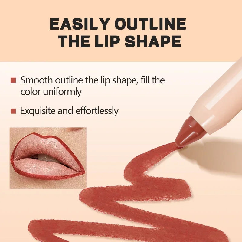 Matte Nude Brown Lipliner Pen Waterproof Lasting Non-stick Cup Plumping Natural Contouring Lipstick