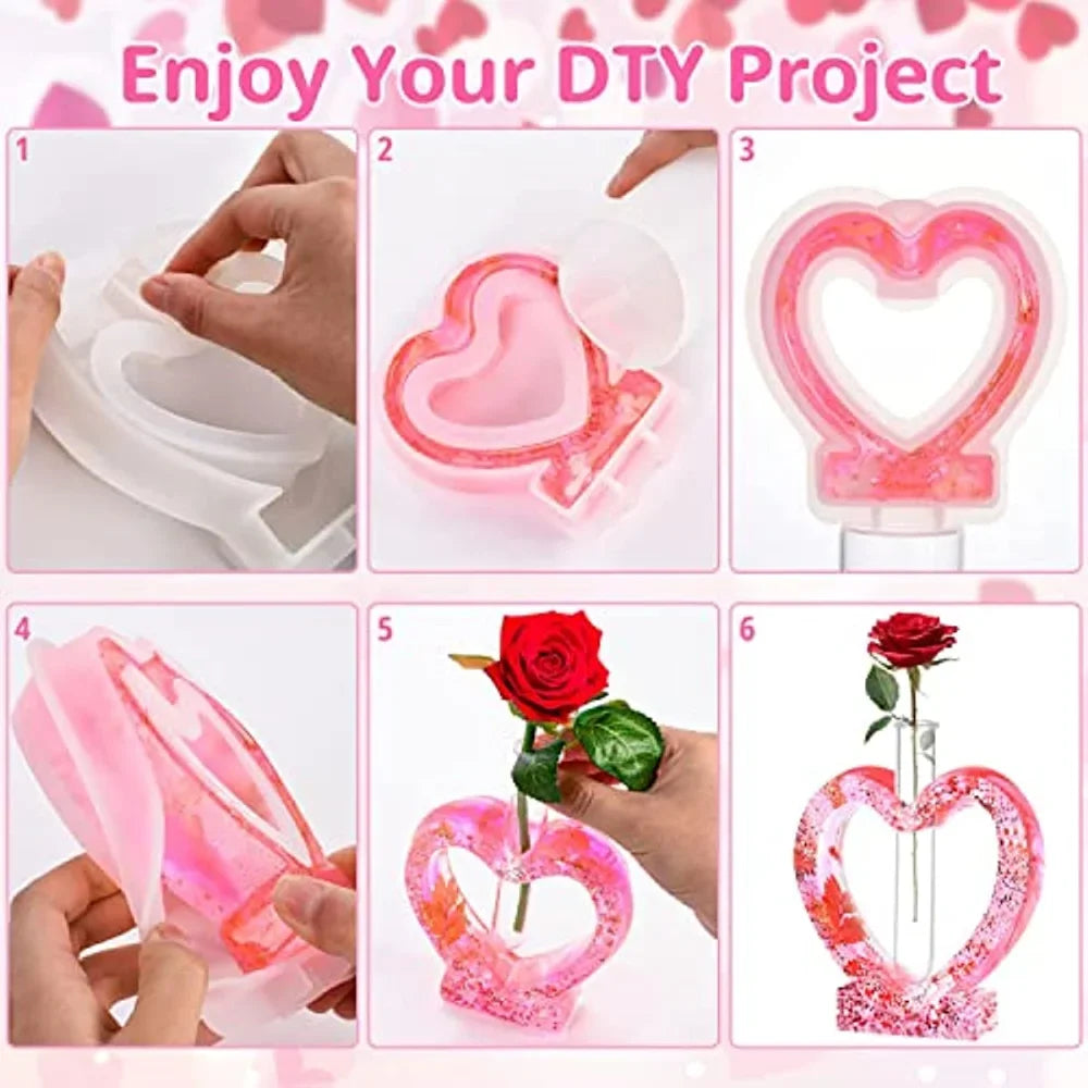 Test Tube Flower Breeding Station Vase Silicone Molds DIY Heart Shaped Vase/Plant