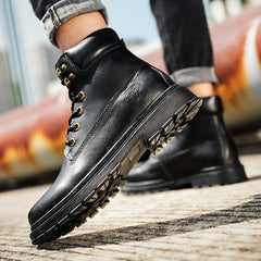 Leather Men Boots lace up Outdoor Sports Non-slip High-top Hiking Shoes for Men