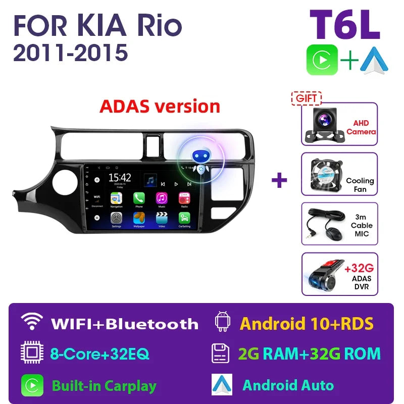 JMCQ 9" Android 11 2DIN 4G+WiFi DSP Car Radio Multimedia Video Player For KIA RIO K3 PRIDE 2011-2015 Navigation GPS 2din Carplay