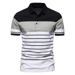 Business Casual Men's Polo T Shirt Simple Stripes Print Summer Short-Sleeve Polo Shirt