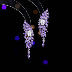 Butterfly Earrings for Women  Cubic Zirconia Red Purple White Leaf Drop Earrings