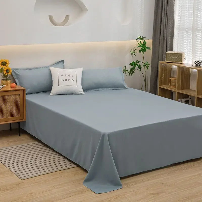 Luxury Bed Sheets Soft Comfortable Cotton Flat Sheet Solid Color Bedsheet