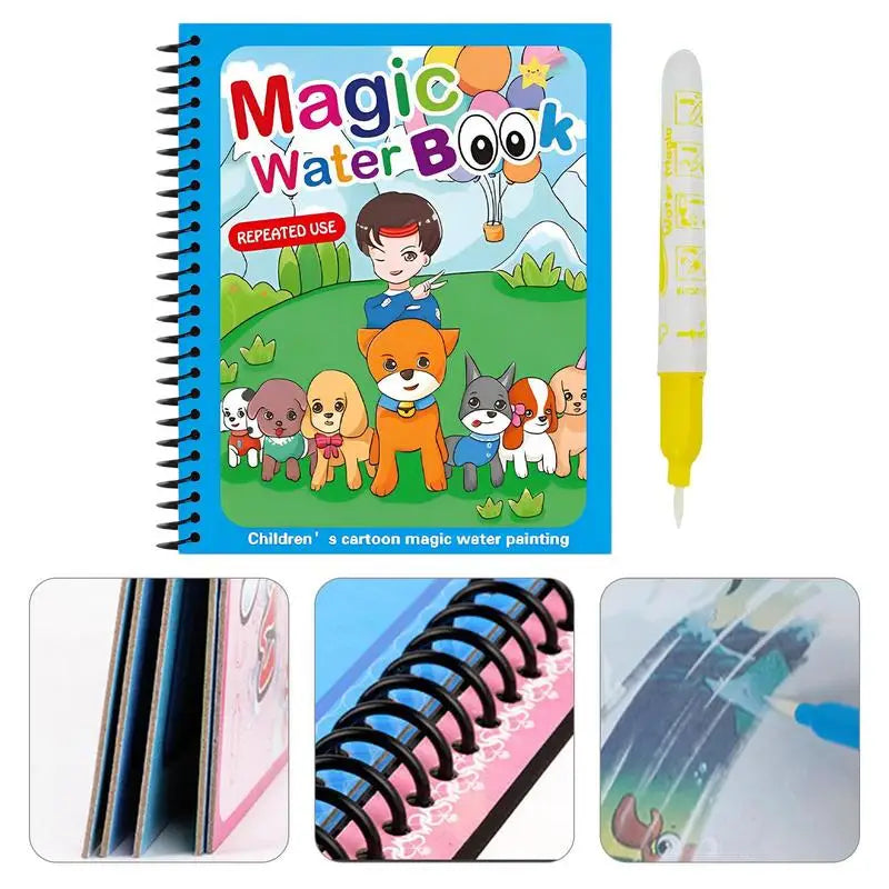 Water Drawing Book Reusable Water-Reveal Activity Pads Preschooler Drawing Toys