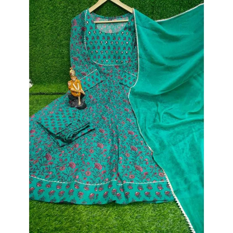 Salwar Kameez Pakistani Indian Wedding Wear Cotton Fabric Printed Anarkali Dress