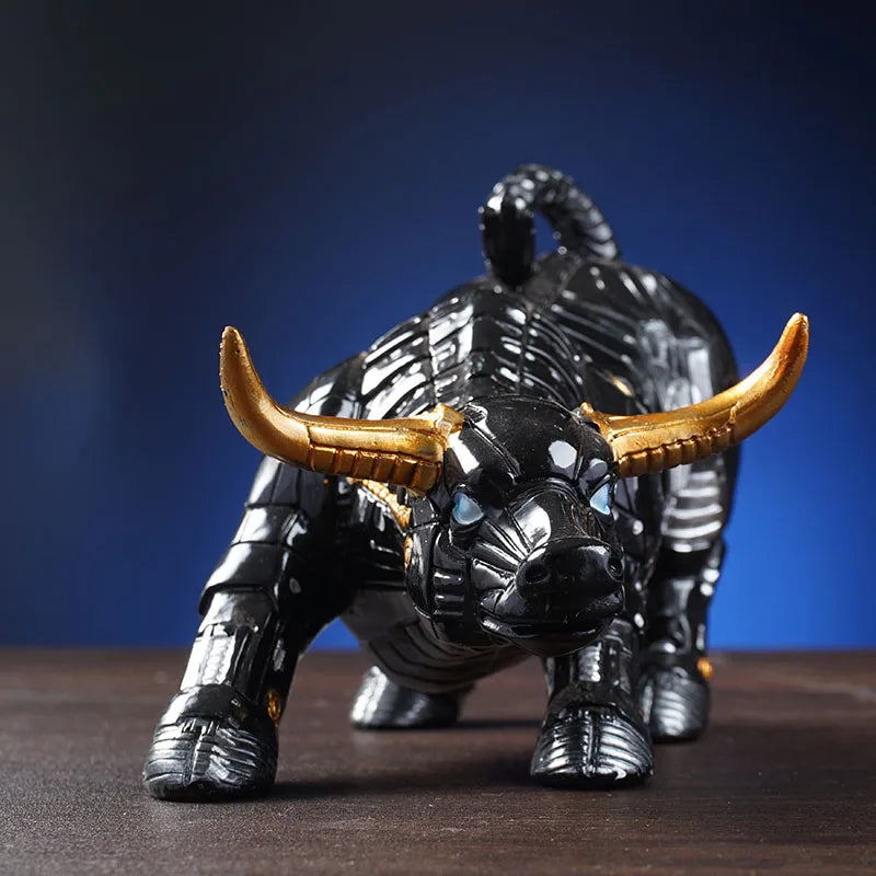 Bull Model Statue Robot Sculpture Office Desk Home Decoration Coins Badge Wall Street OX Bitcoin