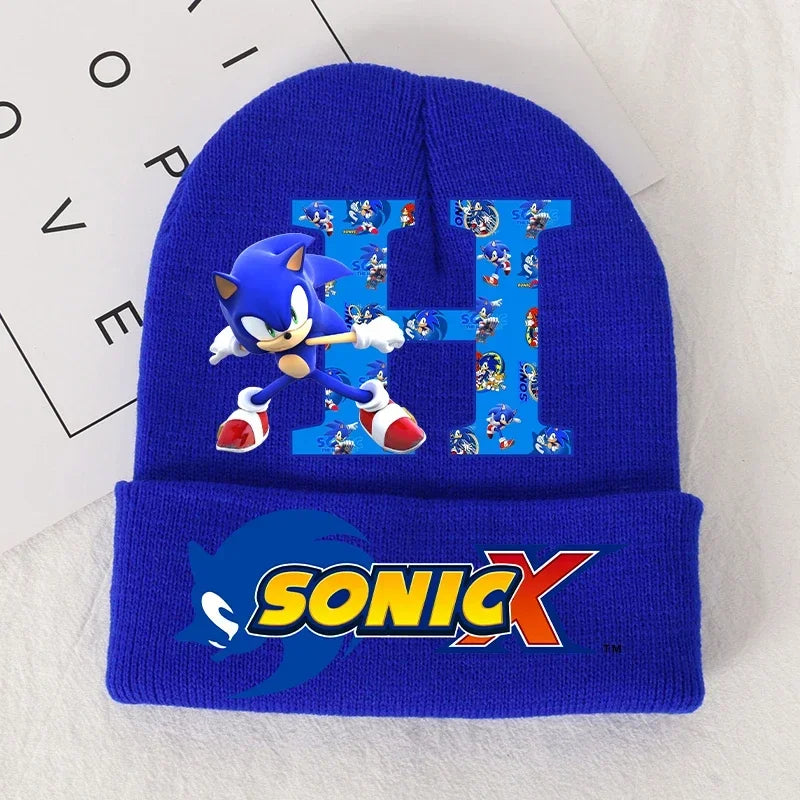 Sonics Children's Letter A-Z Knitted Hat Soft Warmth Boys Autumn Winter Kids Toddler Crochet Cap Outdoor Sport Cute Beanies Hats