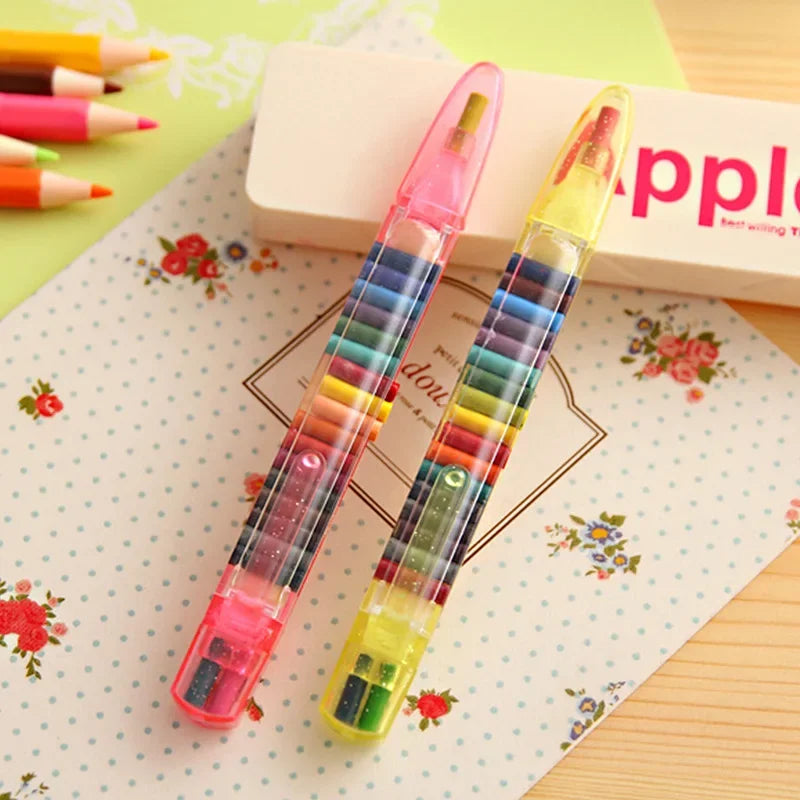 4 pcs/set Kawaii 20 Colors Core Replacement Washable Wax Crayons Painting Supplies School Office Art Writing Gift Stationery