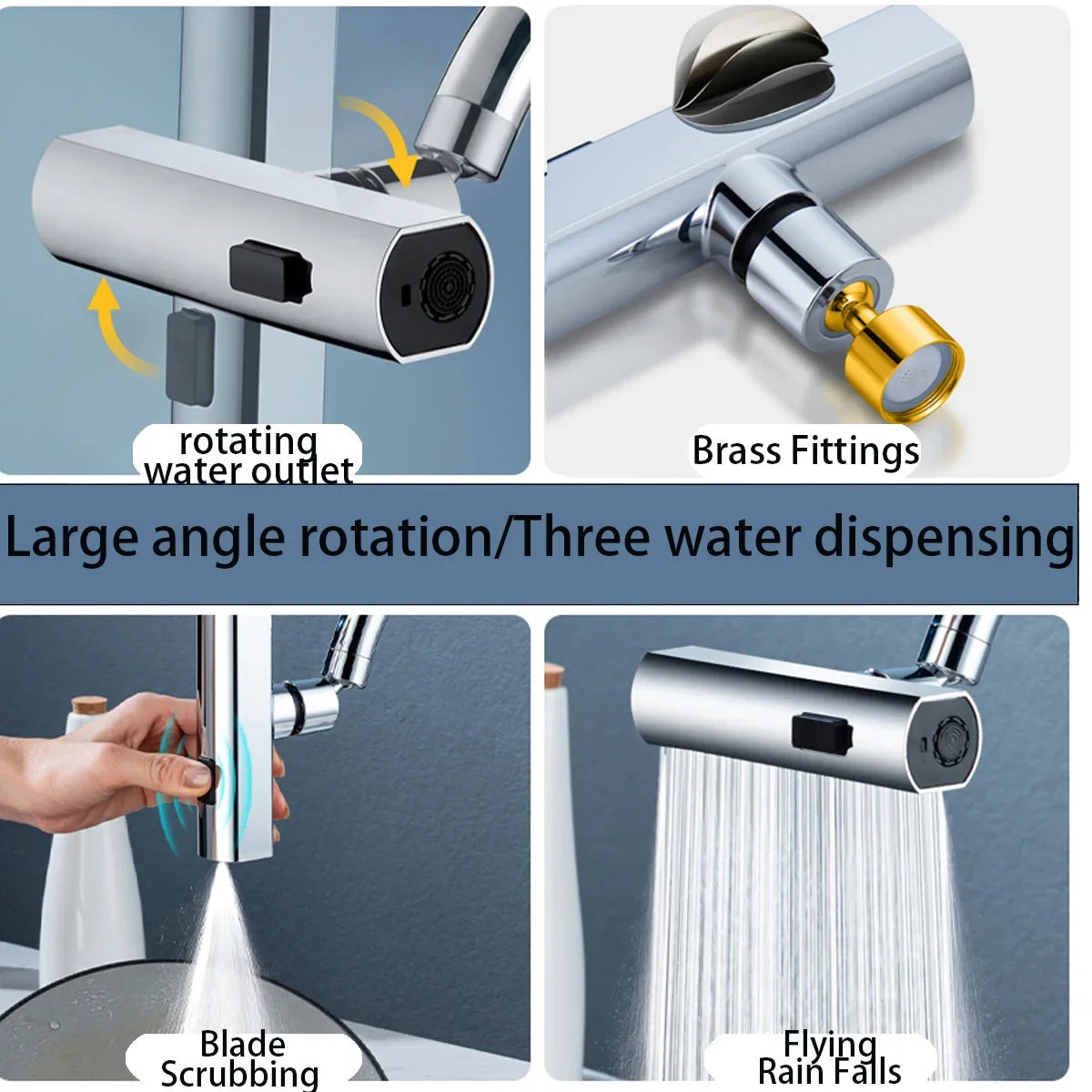 Kitchen Faucet Splash Protector Waterfall Water Outlet Universal Rotary Bubbler Booster Extension  Universal Joint