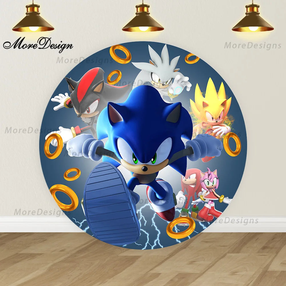 Sonic the Hedgehog Round Covers Backdrop Kids Birthday Party Decora Cartoon Game Characters