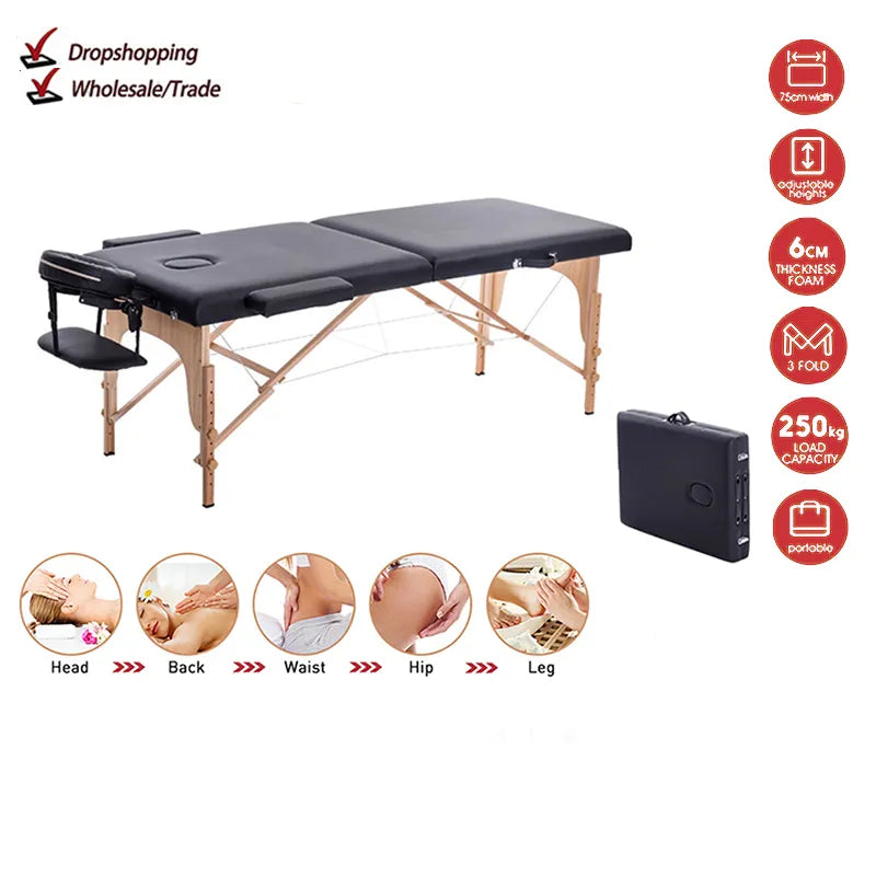 Massage Table Portable 2 Section Folding Couch Bed Lightweight Beauty Salon