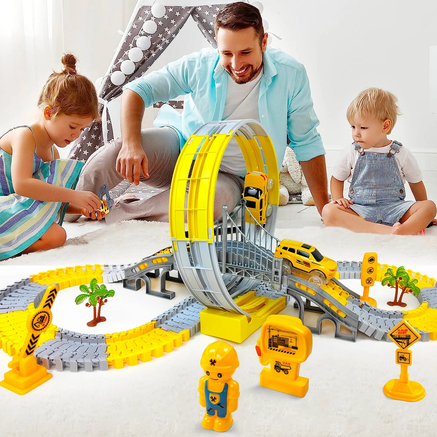 Track Car Train Toys Children Electric Track Toy Car Engineering Car Kids Educational Toys