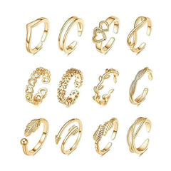 12pcs Adjustable Toe Rings For Women Girls