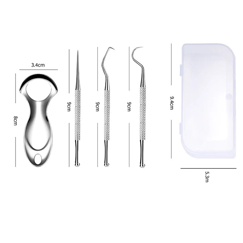 Mini Stainless Steel Tongue Scraper Toothpick Set Tongue Coating Teeth Cleaning Bad Breath Removal Oral Hygiene Tongue Cleaning