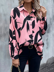 Women Spring Autumn Elegant Shirt Vintage Fashion Print Blouses