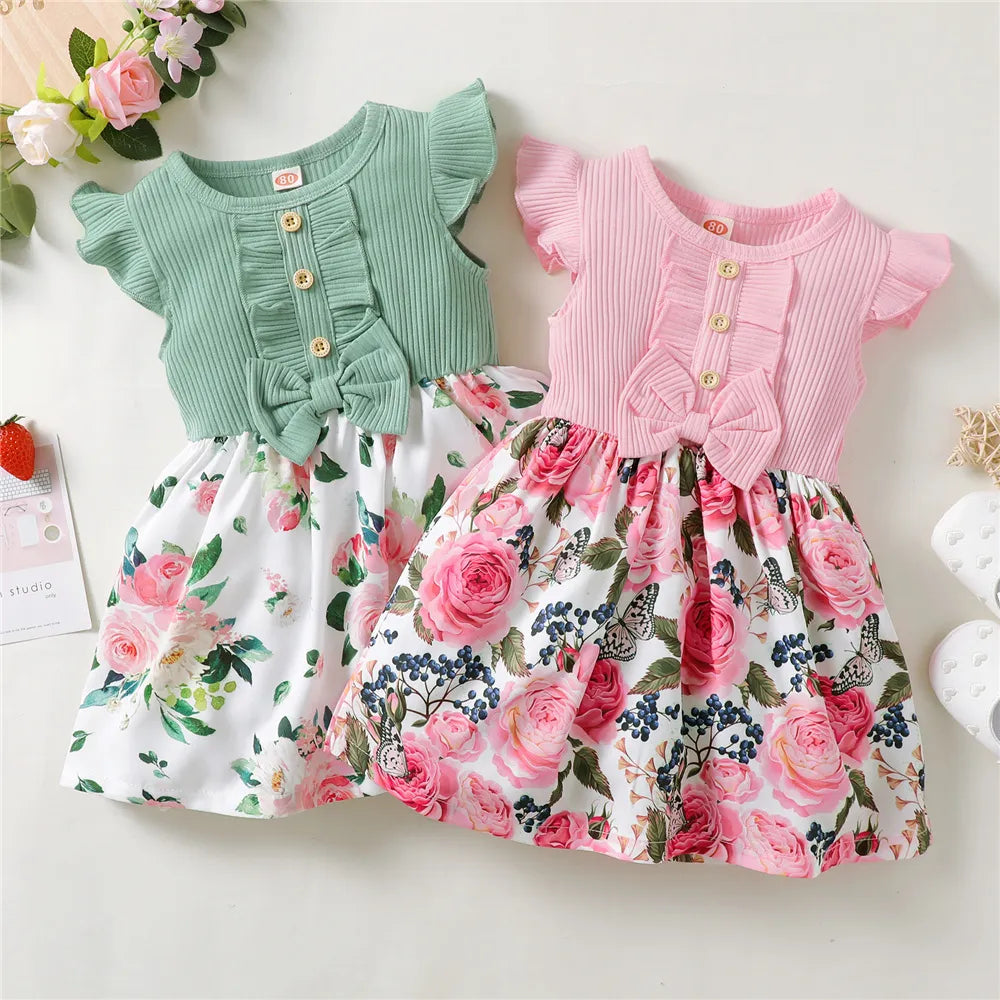 Baby Girl Sleeveless Floral Fashion Dress